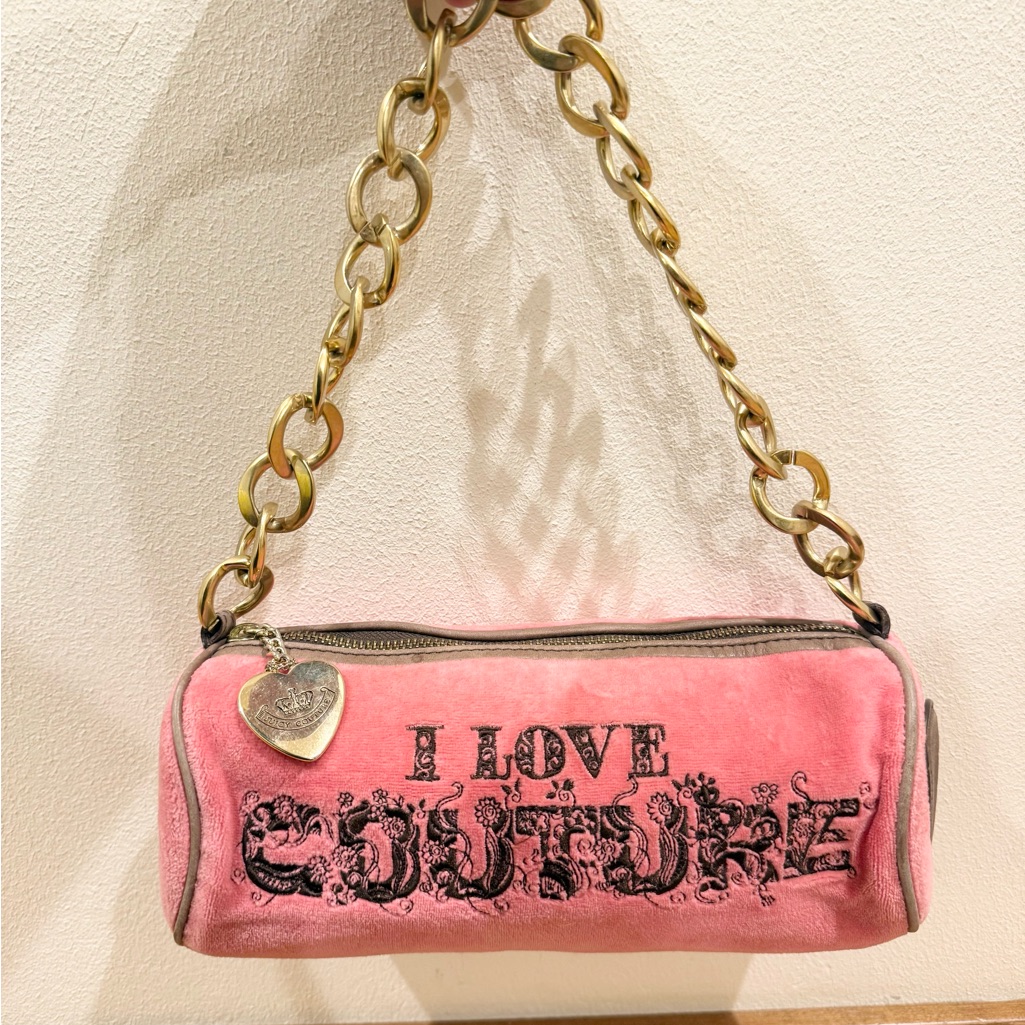 Vintage Juicy Couture Pink Velour Barrel Bag